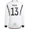 Maglia da Calcio a Maniche Lunghe Germania Muller 13 Casa Mondiali 2022 per Uomo